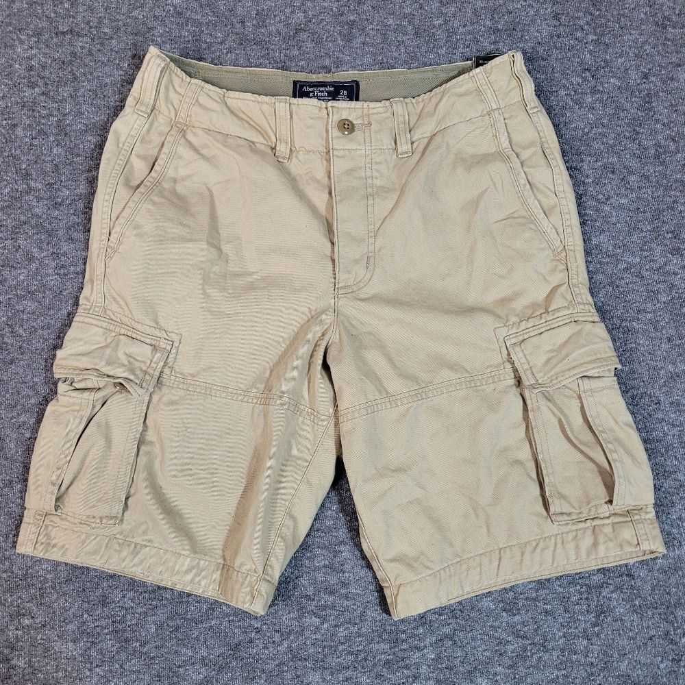 Abercrombie & Fitch Men's 28 Cargo Khaki Distressed Grunge Paratrooper New